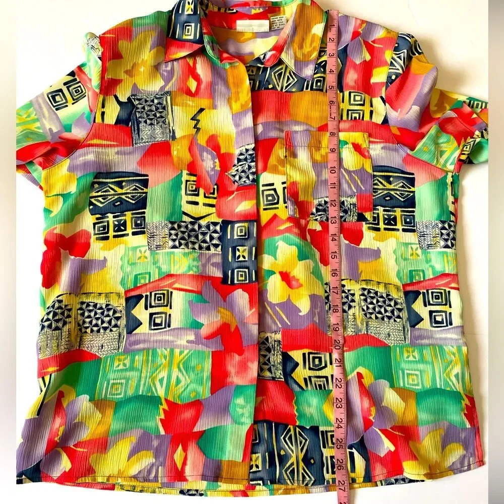 Alfred Dunner Bold Patchwork Blouse – Size 16 - Picture 8 of 9